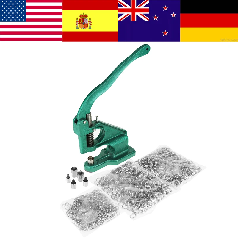 

Eyelet Deduction Grommets Eyelets Punch Die Tool Set Hand Press Eyelet Machine Kit Eyelet Making with 3 Dies & 1500pcs Grommets