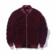 2017 New Arrived Kanye West MA1 Good Quilted Fall Rockstar Vantage Style Pleated Sleeve Velour Bomber Jacket Men