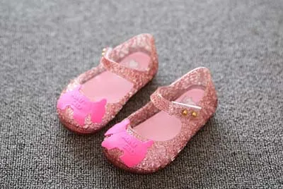 Летняя Желейная детская обувь с рисунком щенка, Лидер продаж, простые непромокаемые сапоги, детские сандалии для маленьких детей - Цвет: Розовый