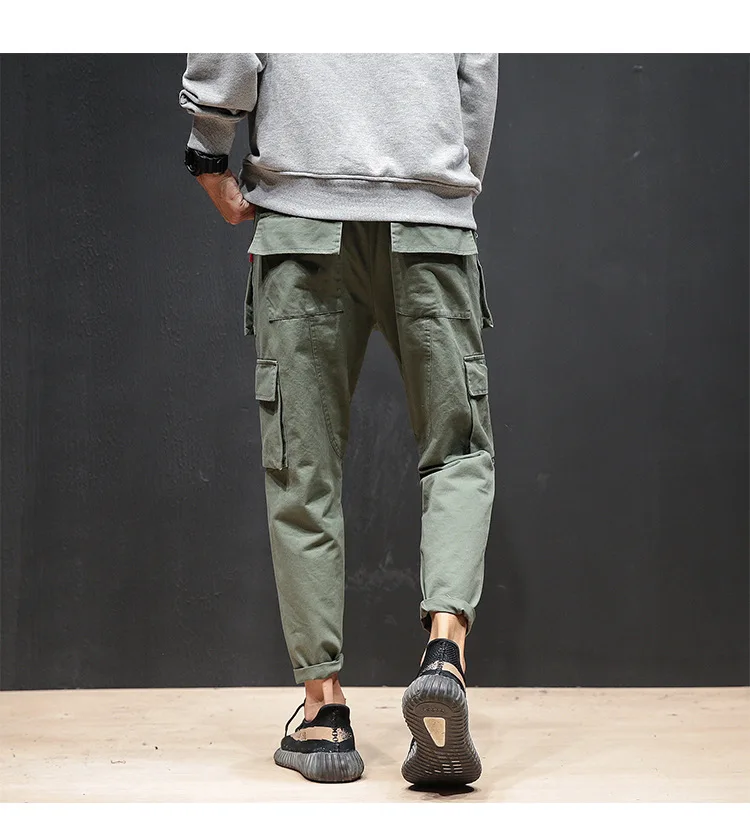 Ropa De Hombre, брюки-карго из плотной ткани с карманами, Длинные свободные штаны, повседневные мужские брюки-карго, мужские уличные штаны в стиле хип-хоп