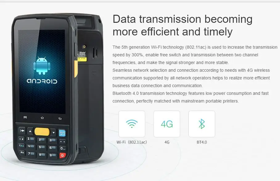 iData70 Working high efficiently through extremely speedy data collection 4G PDA 5000mAh Battery Platform Module structure 5