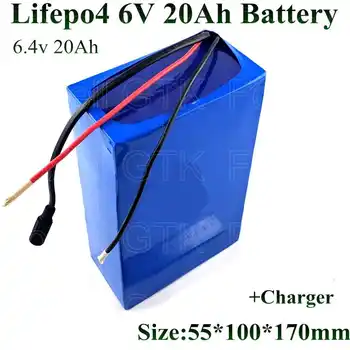 

6V 20Ah lifepo4 2S 6.4V 20Ah LiFe LiFePO4 Battery Pack for solar led light Electric car kid toys vehicle boat + charger