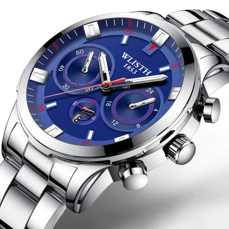 

WLISTH Luxury Men's Brand Watch Stainless Steel Wristwatch Man Quartz Clock Calendar Man Watches Waterproof 2018 Rolex_watch