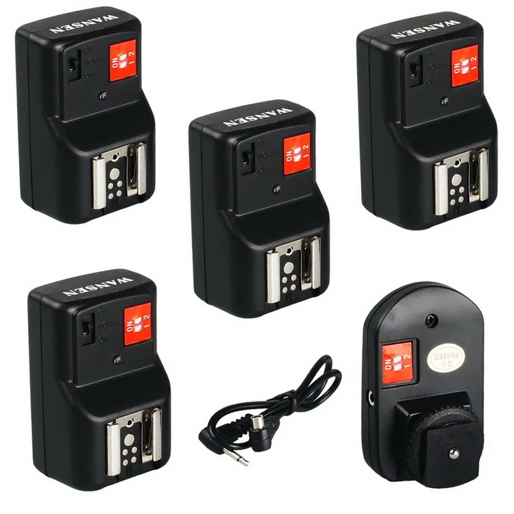 WANSEN WSPTGY0413 PT-04GY 4 Channels Wireless Remote Speedlite Flash Trigger + 4 Receiver For Canon Nikon Pentax Olympus ETC