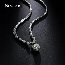 NEWBARK 11mm Ball Pendant Necklace White Gold Plated Plump Simulated Diamond Necklace Jewelry for Women Christmas Day