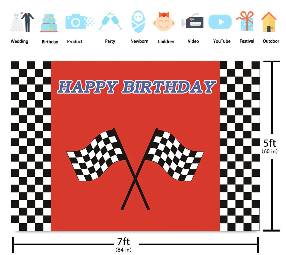 Автомобильные гонки флаг день рождения Тематические фон Гоночный флаг черно-белая клетка фото Фоны счастливый день рождения, вечеринка, фото баннер для киоска