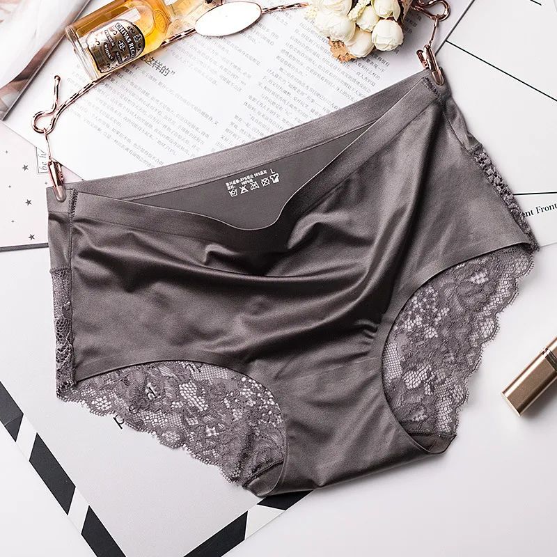 

Women's Briefs Breathable Transparent Lingerie Panties Sexy Lace Female Low-Rise Underwear Women Cotton crotchless Intimates