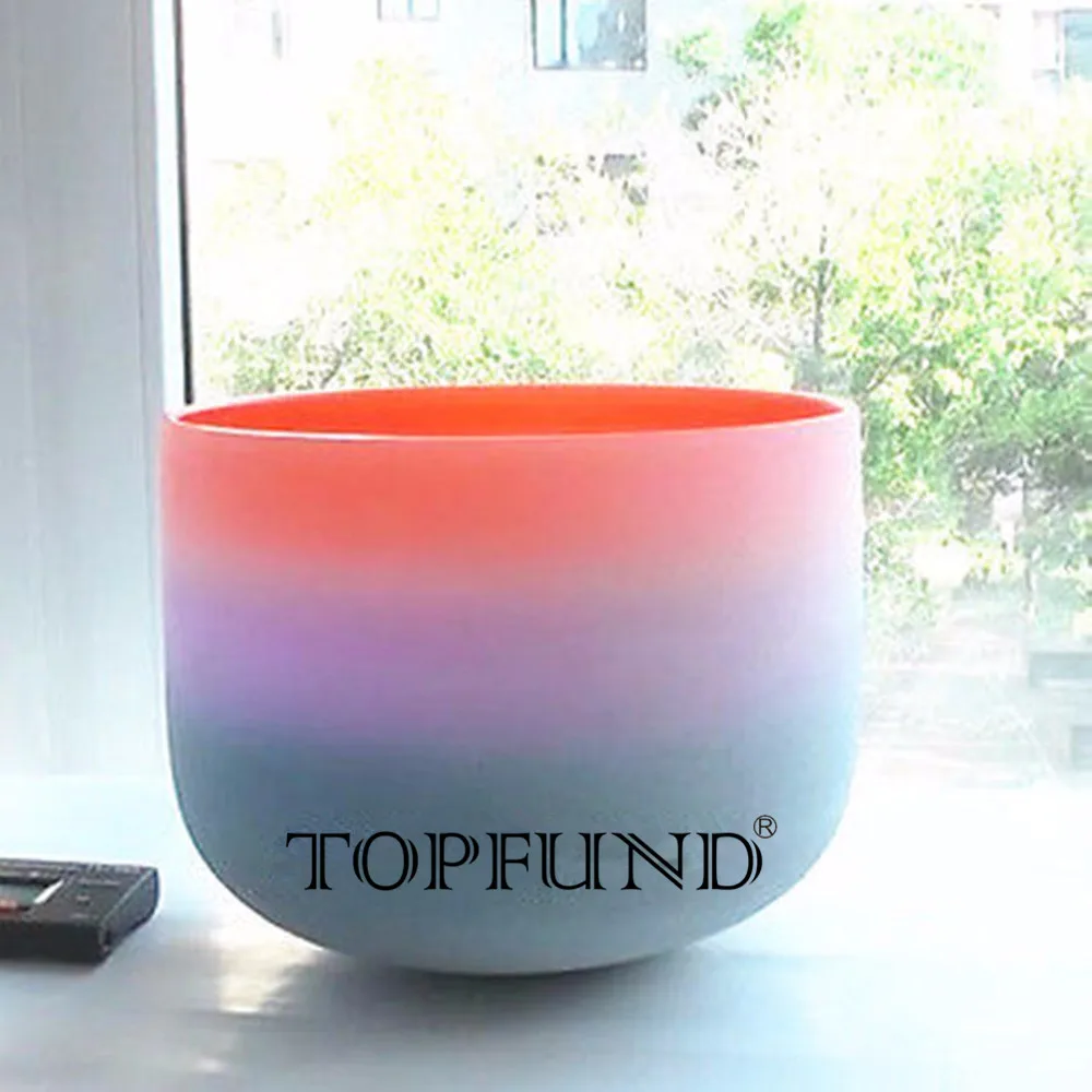 

TOPFUND Rainbow Color Chakra Frosted Quartz Crystal Singing Bowl 10" ABCDEFG Note