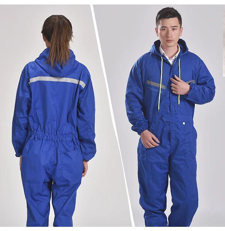 Men Women Coveralls Long Sleeve Hooded Reflective strip Overalls Auto Repair Engineering Spray Paint Workwear Working Uniforms (15)
