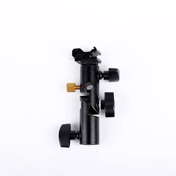 

E Type Universal Metal Flash Hot Shoe Speedlite Umbrella Holder Light Stand Bracket with 1/4" to 3/8" Screw Mount Swivel Adapter