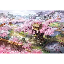 Adult 1000 Pieces Sakura Villa Noctilucent Puzzles Educational Puzzle 1000pcs Sakura Nature Landscape Puzzle
