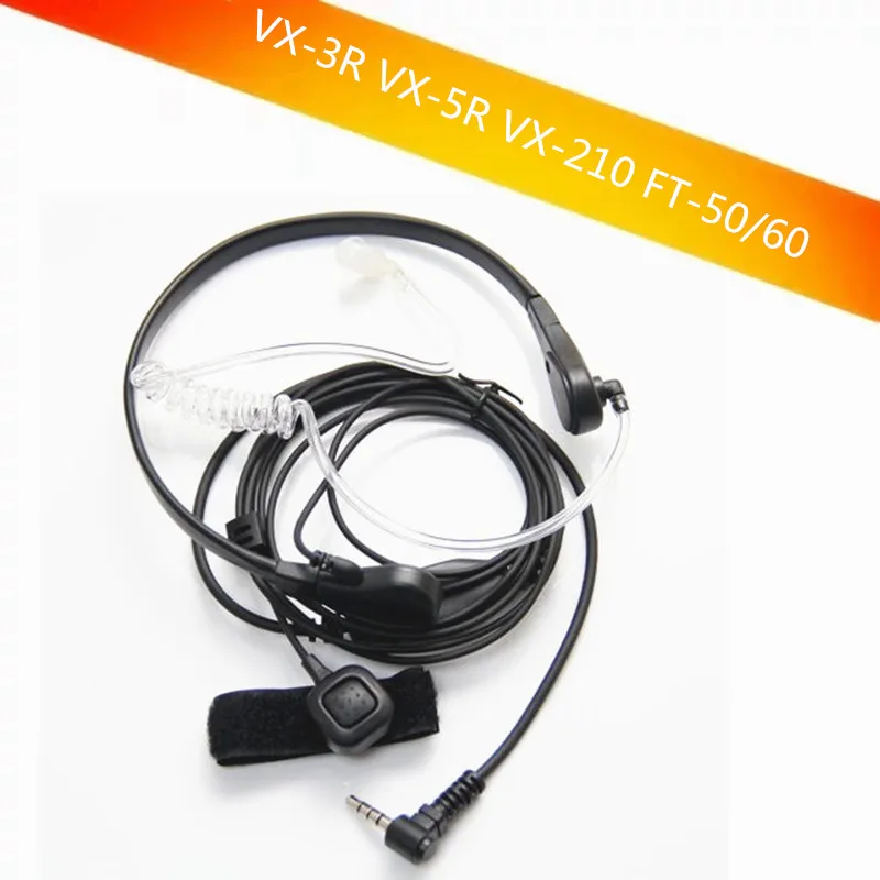 

Throat Microphone Vibration Headset Mic PTT Headphone Earpiece for Two Way Radio Yaesu VX-3R VX-5R VX-210 FT-50/60 Walkie Talkie
