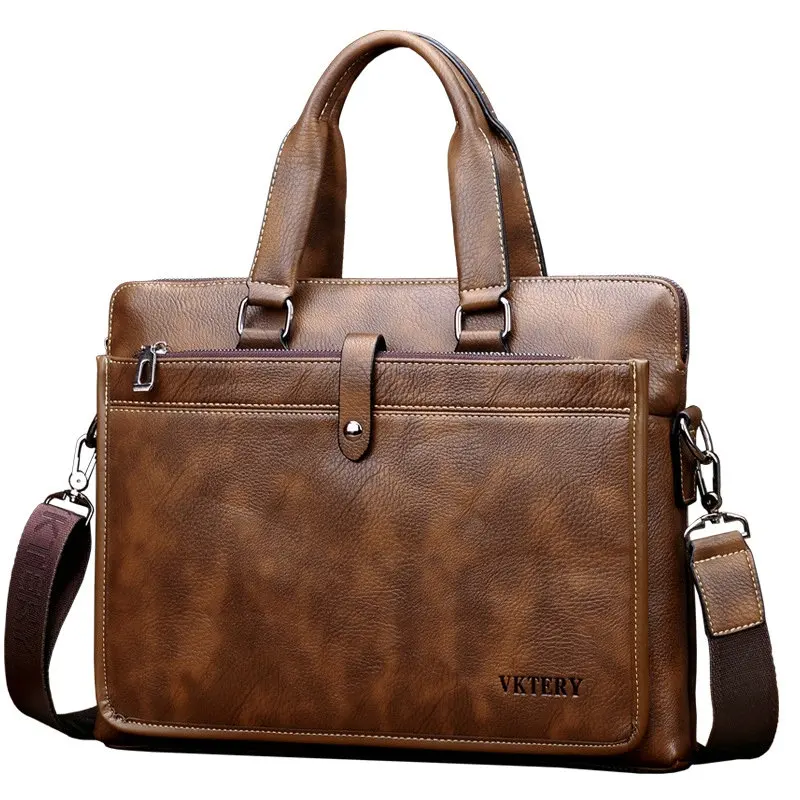 Men Briefcases Genuine Leather Handbag 15"Laptop Briefcase Messenger Shoulder Crossbody Bag Men's Bag Business Portfolio