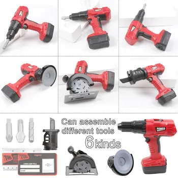 

Real Tool Toys Multifunctional Electric Drill Toy Construction Power Tool for Kids Pretend Play Set with Power Circular Saw