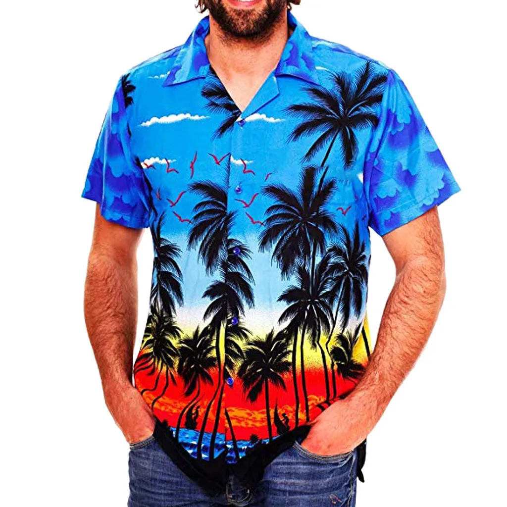 

Hawaiian Shirts Men Shirt New Summer Slim Fit Short Sleeve Floral Shirt Dress Mens Clothing Trend Plus Size Mens Casual Beach