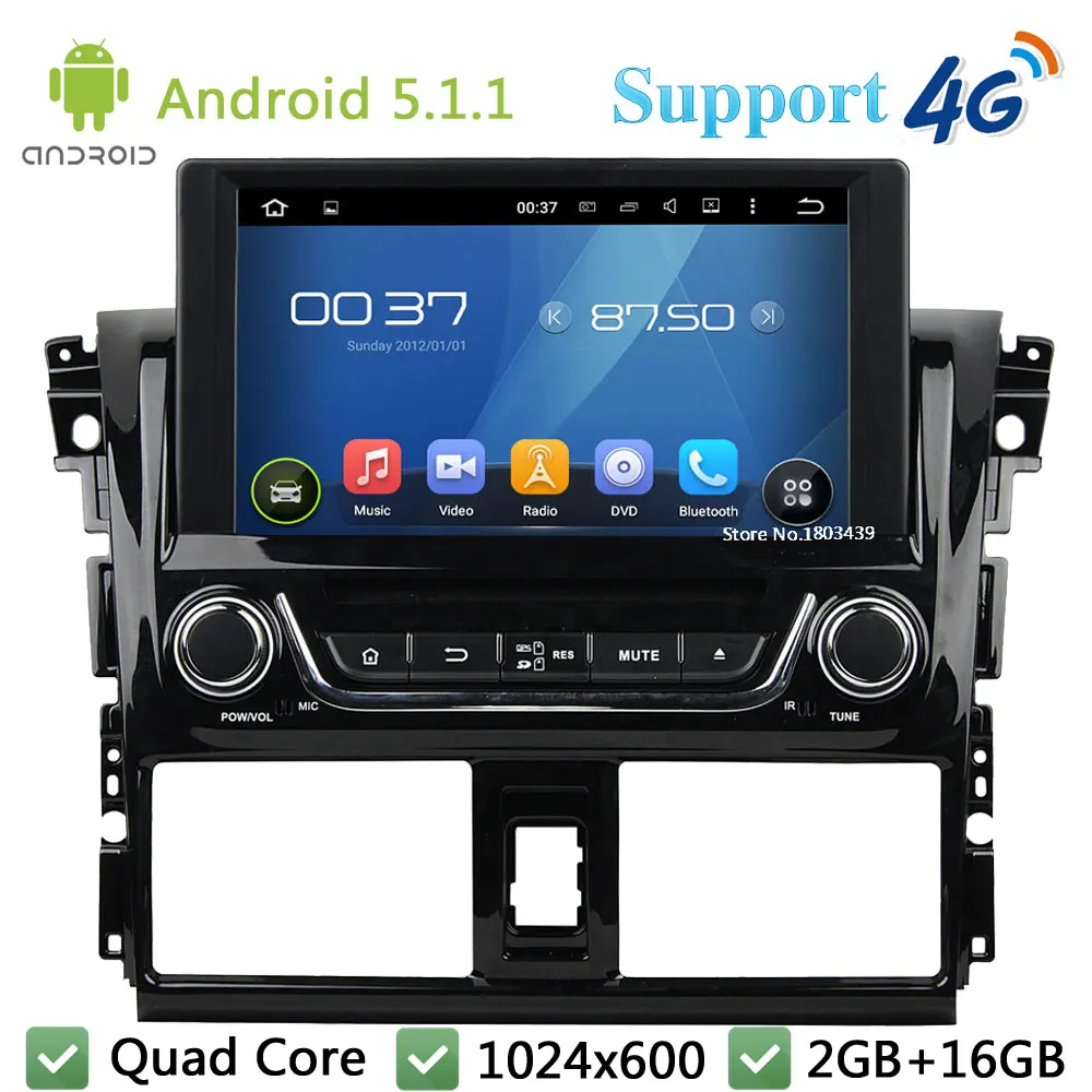 Cortex A9 HD 1024*600 Четырехъядерных Процессоров 1.6 Г ПРОЦЕССОРА 16 ГБ Flash Android 5.1.1 Dvd-плеер