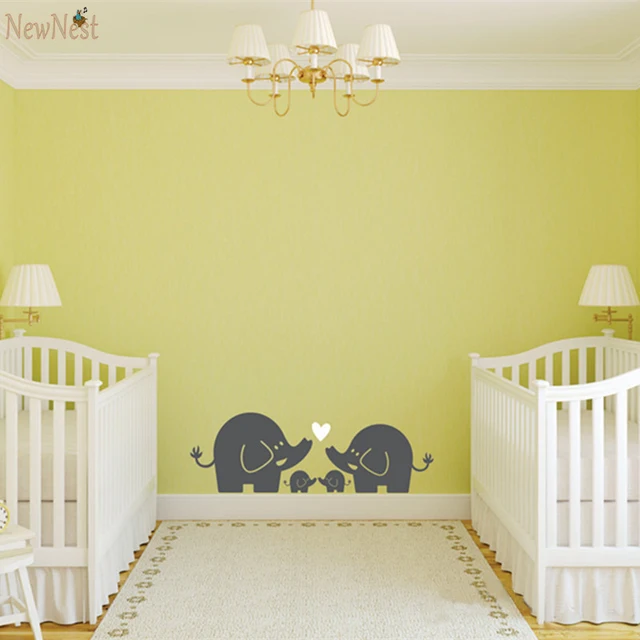 cute elephant hearts family wall decals baby nursery decor kids room