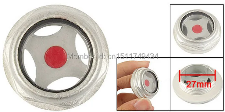 sourcing map Aceite Líquido Nivel Medidor Visor Vidrio 27mm Macho Roscado Metal Aire Compresor Accesorios con Junta Tórica