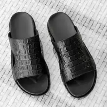 ERRFC/модные мужские черные тапочки; Модные мужские повседневные шлепанцы с узором «крокодиловая кожа»; летний пляжный стиль; Мужская обувь; размеры 38-45