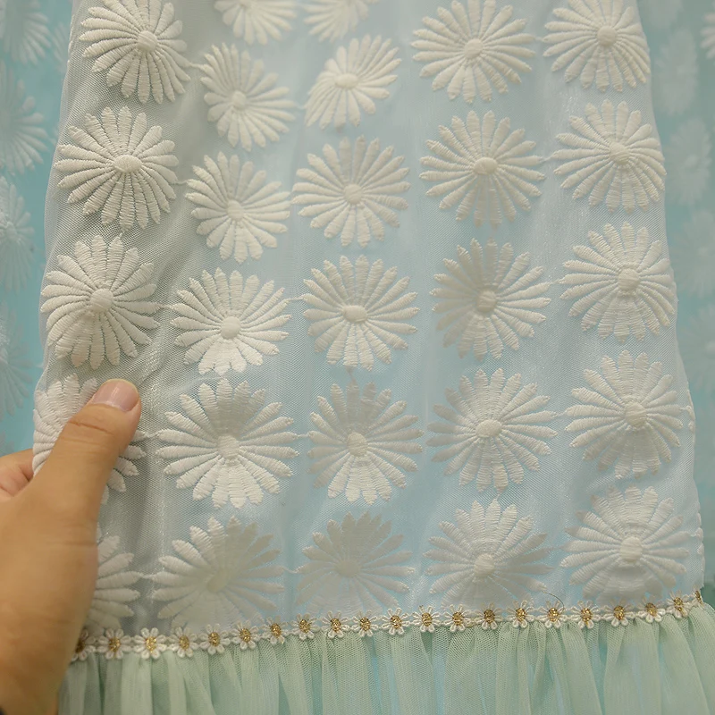 Nuevo estilo coreano romántico hecho a medida de lujo princesa Cortinas bordado gasa Cortinas sala de estar Cortinas con encaje para mujer