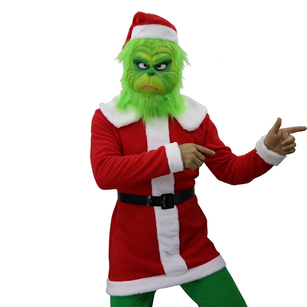 The Grinch Adult How the Grinch Stole Christmas Cosplay Santa Claus Costumes Cap Socks Belt Mask The Grinch Adult How the Grinch Stole Christmas Cosplay Santa Claus Costumes Cap Socks Belt Mask
