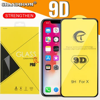 

500pcs 9D Full Cover Curved Edge Tempered Glass For iPhone 11 Pro Max XS XR X 8 7 6 6S Plus 9H Screen Protector Film With Box