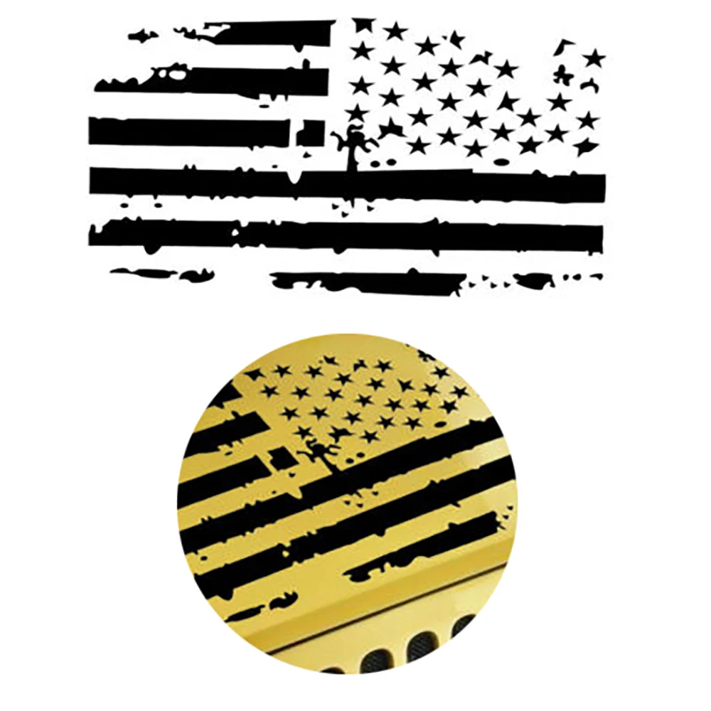 

20*35.5" Distressed American Flag Car Hood Vinyl Decal Sticker For Jeep Wrangler Flag Totem Cover Hood Car Cticker