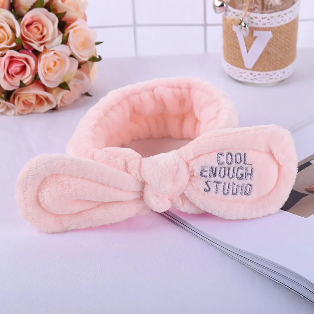 Women Make Up Letter Fresh Bow Elastic Fashion Bath Winter Wash Face Hair Band Soft Sweet Cute Headwear