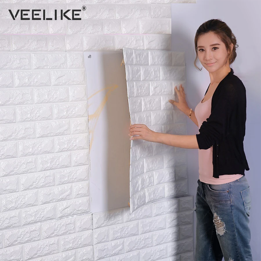 

DIY Self Adhesive Wallpaper 3D Brick Wall Decals for Living Room Home Decor Waterproof Kitchen Bedroom Kids Room Wall Stickers