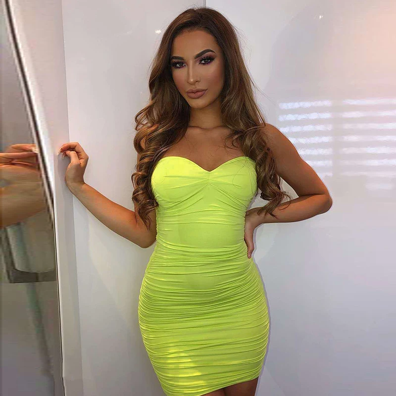 

Parthea Pleat Mini Party Dress Women Spaghetti Straps Ruched Elastic Slim Fit Summer Dress 2019 Casual Bodycon Pencil Dress Blue