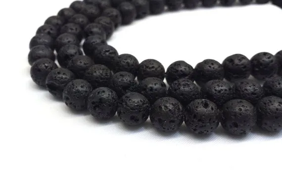 8mm Lava Beads, 8mm Beads, 8mm Gemstone Beads, Lava Rock, Natural stone, Mala beads, Black Lava Stone Black Lava Beads 6mm