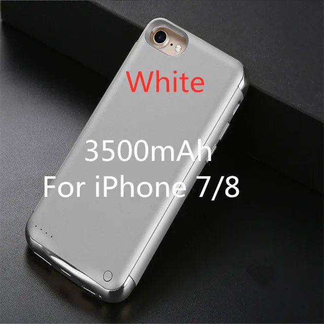 Мощность банка чехол для iPhone 6/6s/iPhone 7 Plus/8 Расширенный телефон Батарея Мощность чехол для iPhone 6 Plus/6s/7/8 Plus Портативный Батарея Зарядное устройство Чехол - Цвет: White For 7 8