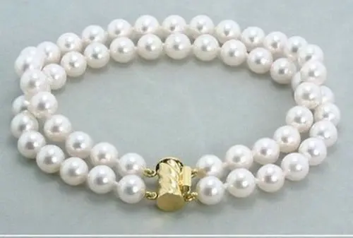 

genuine double strands AAA 9-10mm natural south sea white pearl bracelet 14K 7.5^^^@^Noble style Natural Fine jewe SHIPPING 6.2