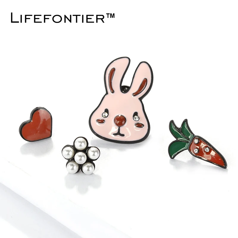 Lifefontier Brooch Rabbit Carrot Alloy Enamel Badges Brooches for Women Garment Scarf Dress Buckle Party Gift | Украшения и