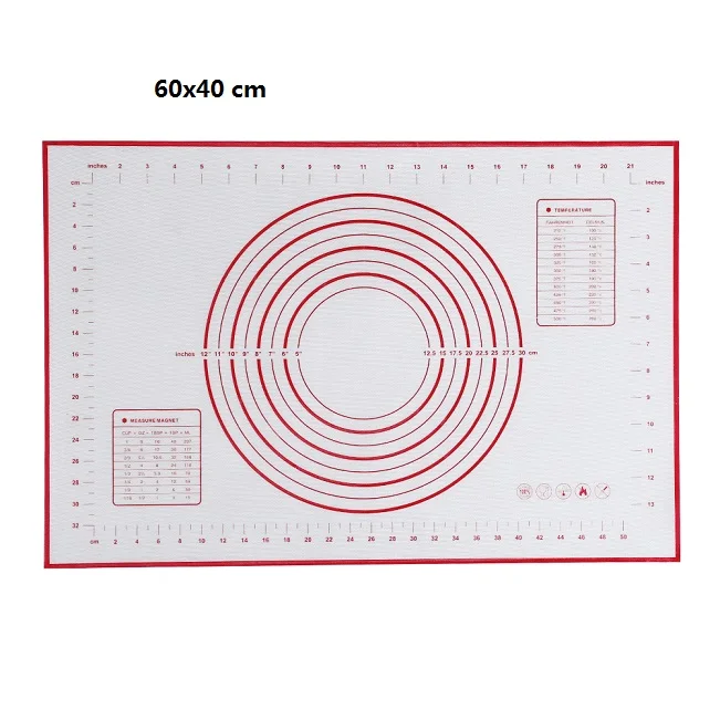 Ex-Большой силиконовый коврик для выпечки для пиццы, тесто для приготовления теста, кухонные гаджеты, инструменты для приготовления пищи, посуда для выпечки, аксессуары для замеса, Лот - Цвет: 60x40cm