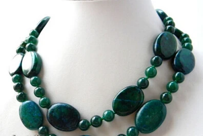 

11.23 17mm Malachite Green Round Jade Necklace Discount 35%