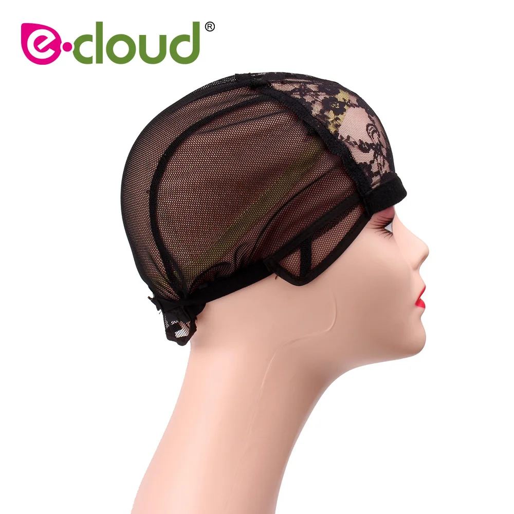 5pcs/pack Wig Cap Weaving Glueless Caps Black Mesh Lace Front Crochet Adjustable Straps Elastic Bands For Making Wigs Hairnet