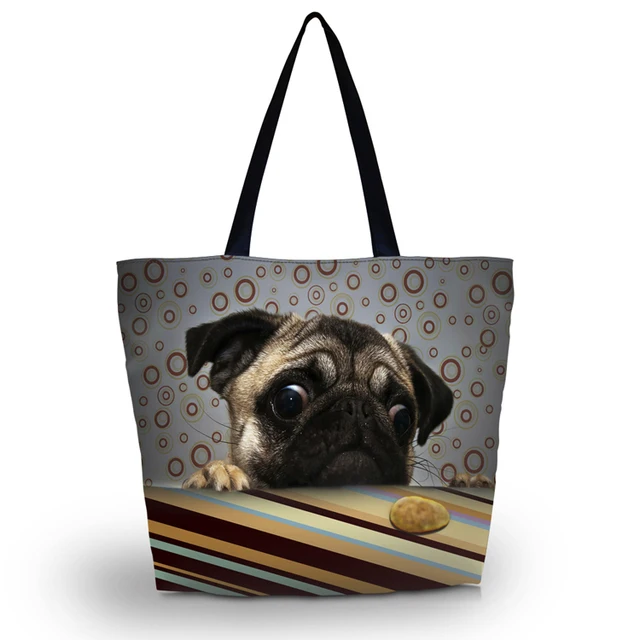Cute Pug Soft Foldable Tote Women's Shopping Bag Shoulder Carry Bag