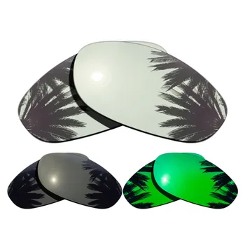 

(Silver Mirrored+Black+Green Mirrored Coating) 3-Pairs Polarized Replacement Lenses for Monster Dog 100% UVA & UVB Protection