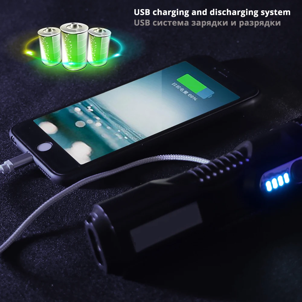 USB Rechargeable LED Flashlight Waterproof Torch USB Interface To Charge The Phone Zoomable 5 Lighting Modes Super Bright
