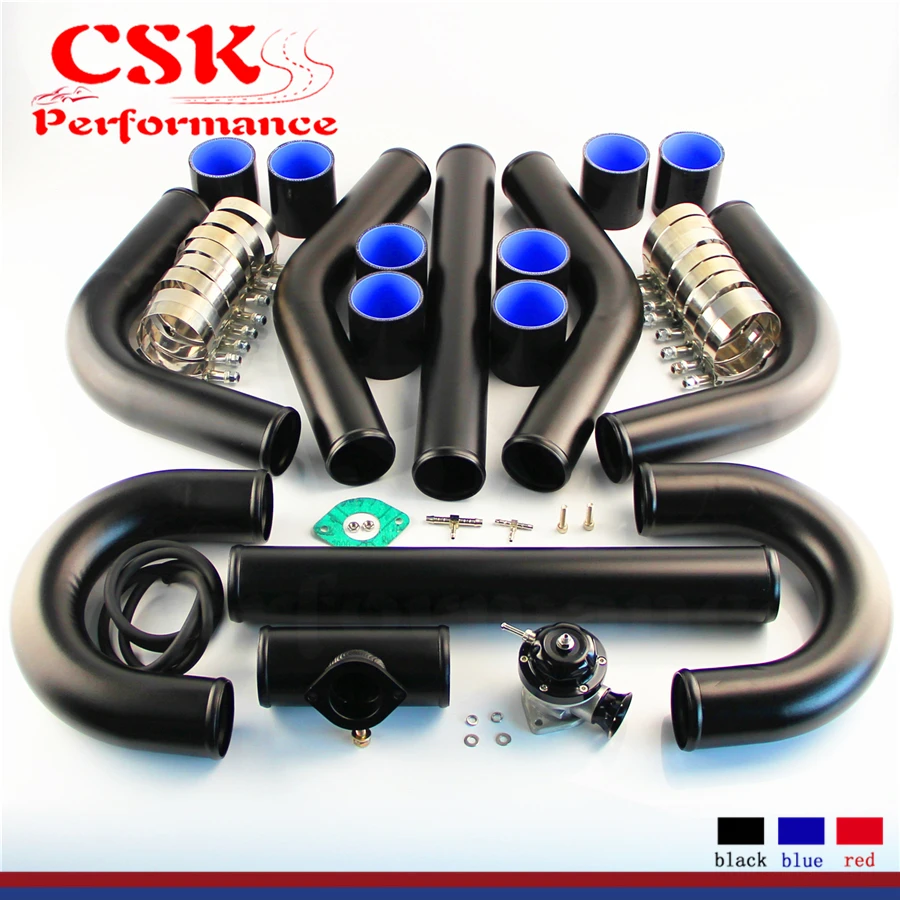 Gold Piping Black Silicone Coupler Clamp Kit 12 pcs 2.5/" Black Intercooler
