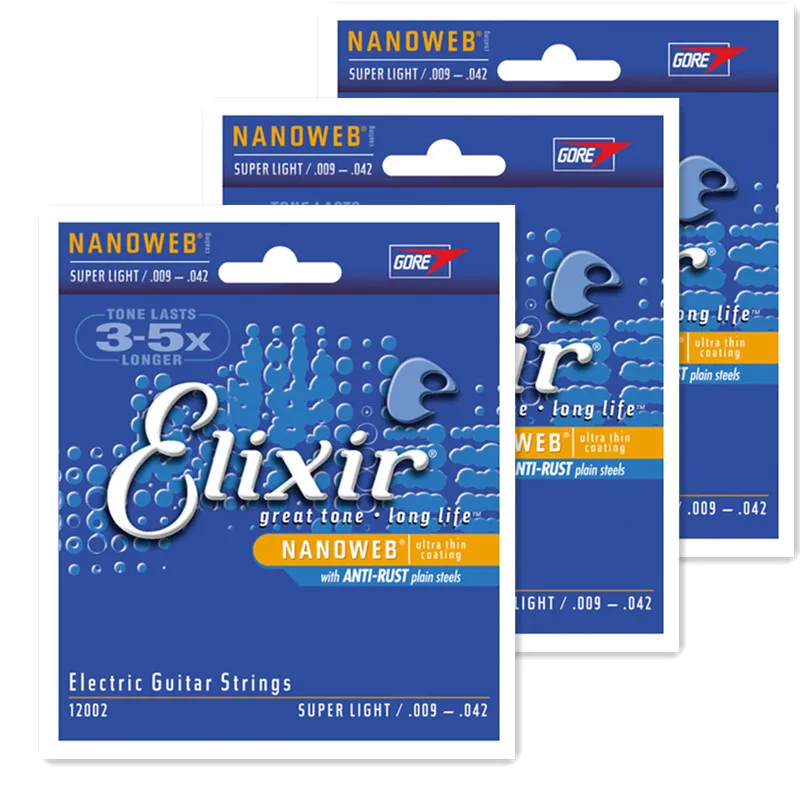 

elixir Nanoweb guitar electric strings 12002 (009 011 016 024 032 042) for electric guitar