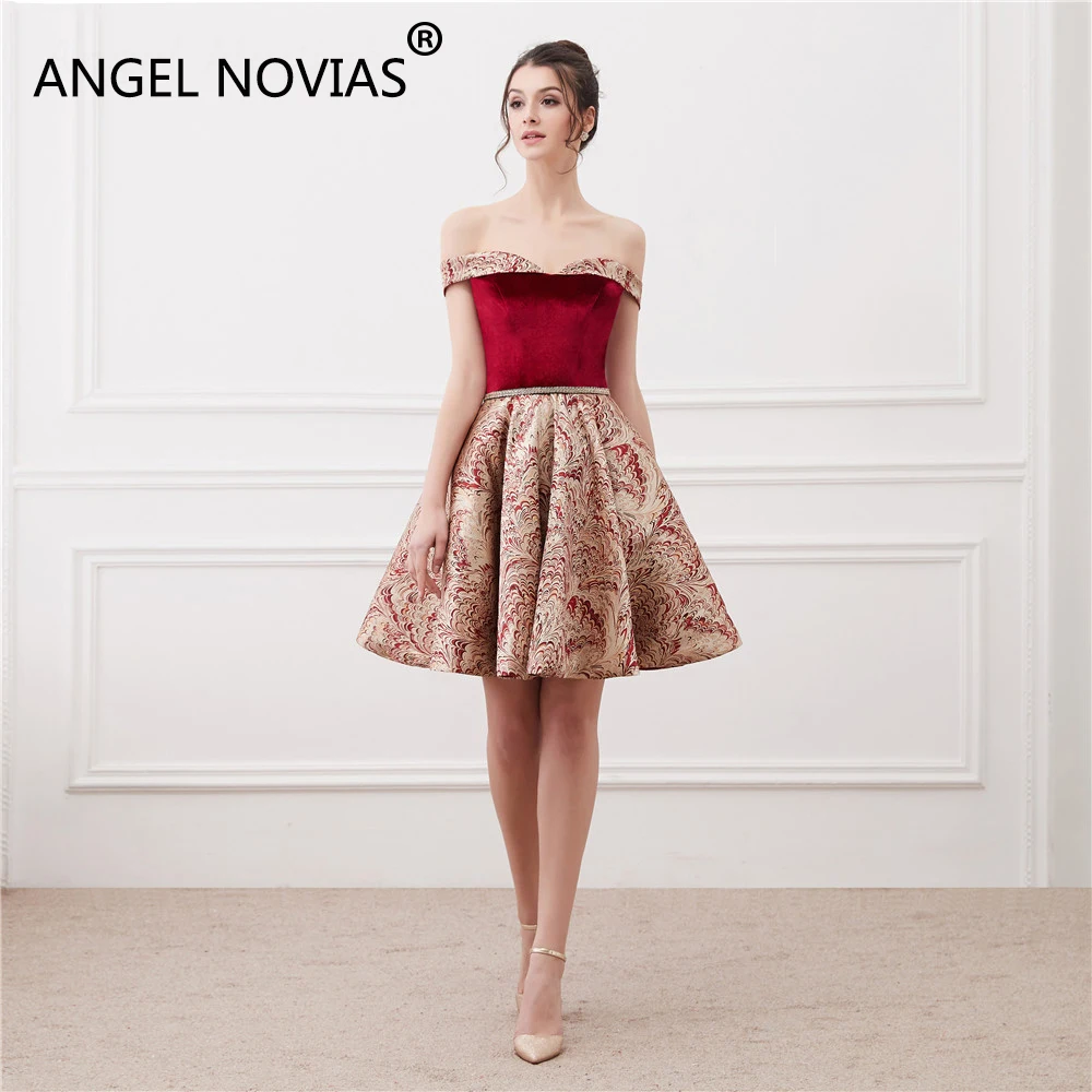 

Angel Novias Sexy Burgundy Short Abiti Da Cocktail Dress 2019 Lace Up Prom Gown Vestidos De Gala Cortos De Noche