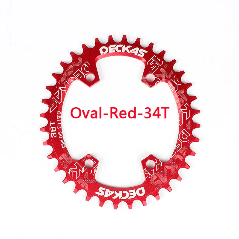 Deckas Chainring 96BCD MTB кольцо цепи велосипеда Горная дорога велосипед круглый/Овальный Chainwheel 32-38 T Fit SHIMANO XTR XT SLX - Цвет: Oval-Red-34T