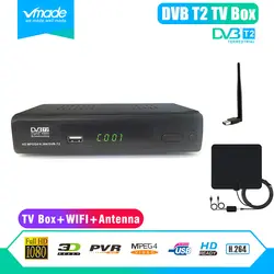 Vmade DVB-T2 наземного сигнала приемника DVB ТВ коробка Декодер Цифрового полностью HD Поддержка H.264 WI-FI YouTube с внутренней антенны