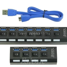 7/4 порт USB 3,0 концентратор с переключателем ВКЛ/ВЫКЛ для ПК ноутбука TR и Прямая поставка