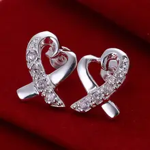 Estilo del verano fine silver plated pendientes 925-sterling-silver joyería rhinestone kelp stud pendientes para para SE143