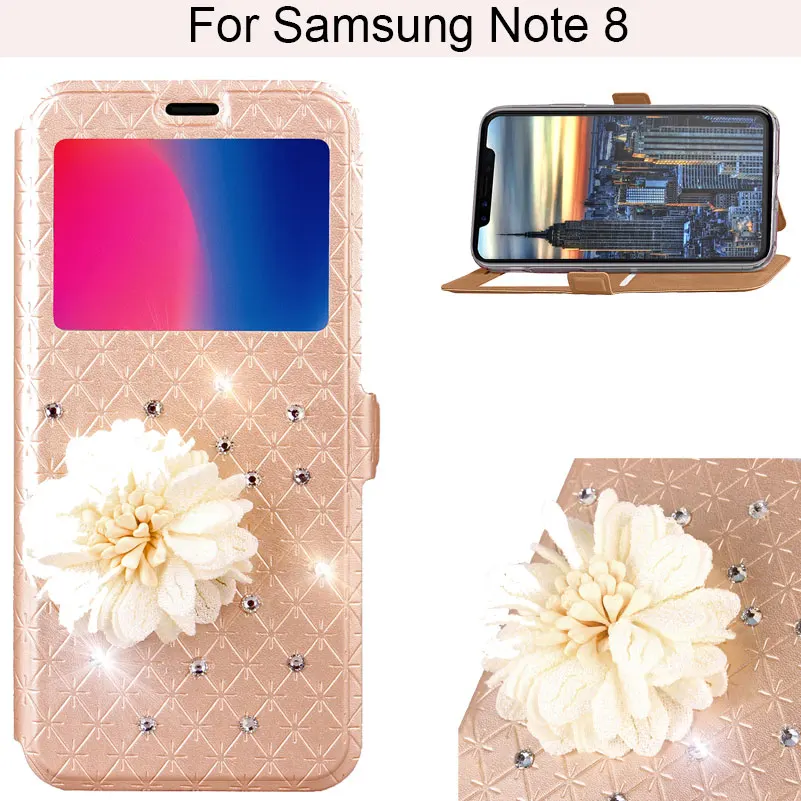 Sunshine Window Novel Flower Diamond Rhinestone Tpu Phone Case For Samsung Galaxy Note 8 | Мобильные телефоны и