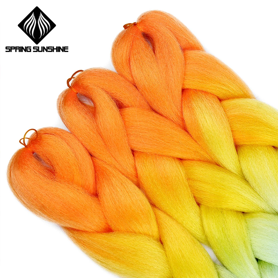 Spring sunshine Jumbo Braid Hair Kanekalon Hair Ombre Crochet Braiding Synthetic Hair Extension For Braids Blue Pink 24 inch -