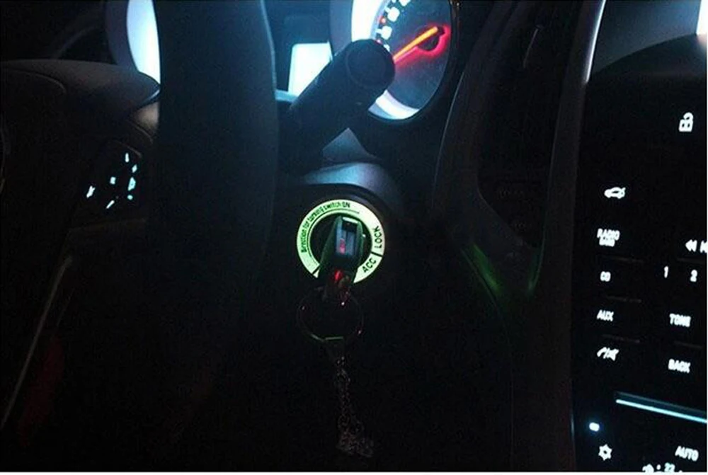 Светящаяся наклейка на зажигание брелок переключатель крышка наклейка для Subaru XV Forester/KIA RIO/Solaris Sportage Soul Forte K3 K5 Sorento Ix35